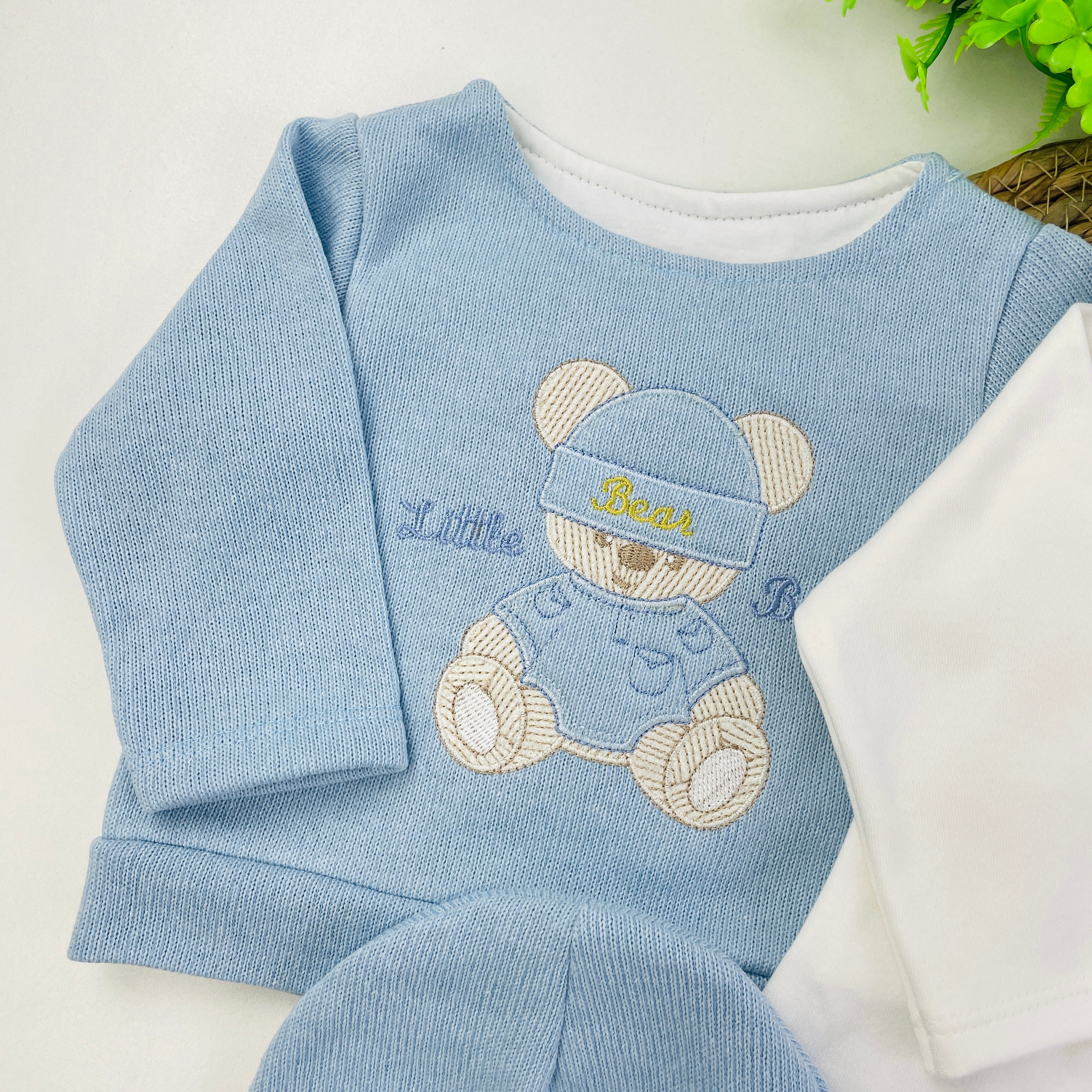 Saída De Maternidade Pipoquinhas Baby Menino Sueter Tricot Bear Boy 5 Peças