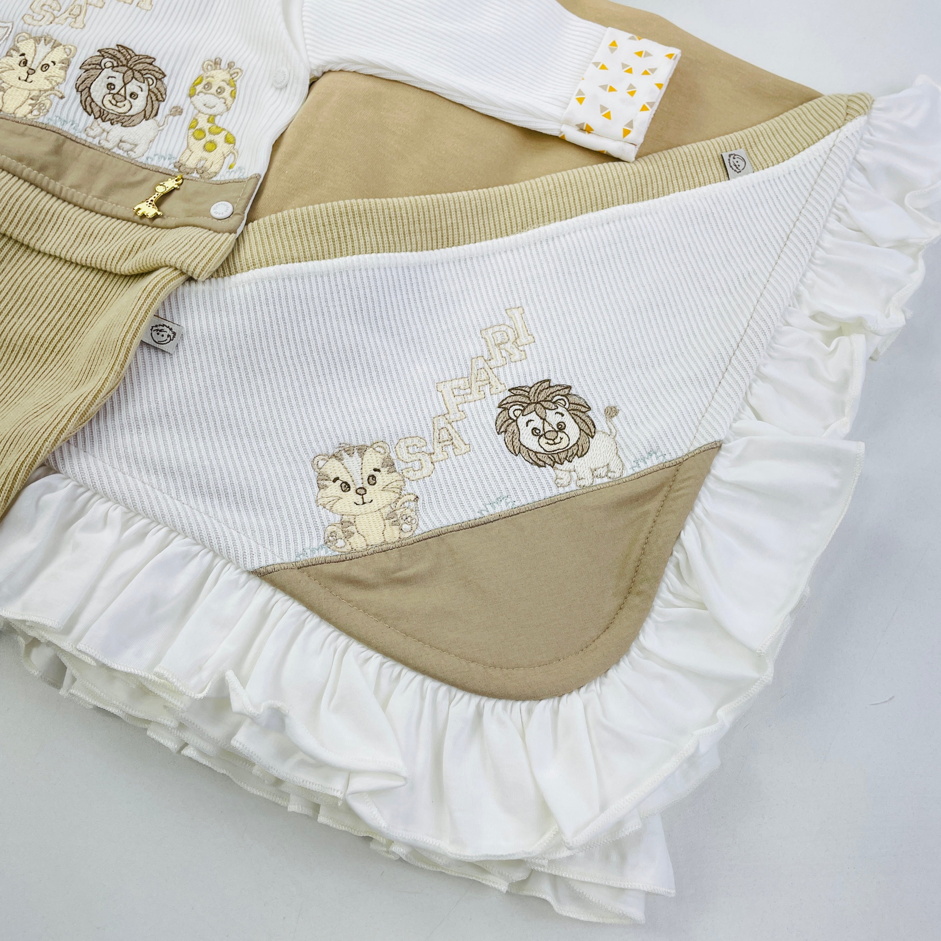 Saída De Maternidade Pipoquinhas Baby Menino Tricot Bichinhos Safari 4 Peças