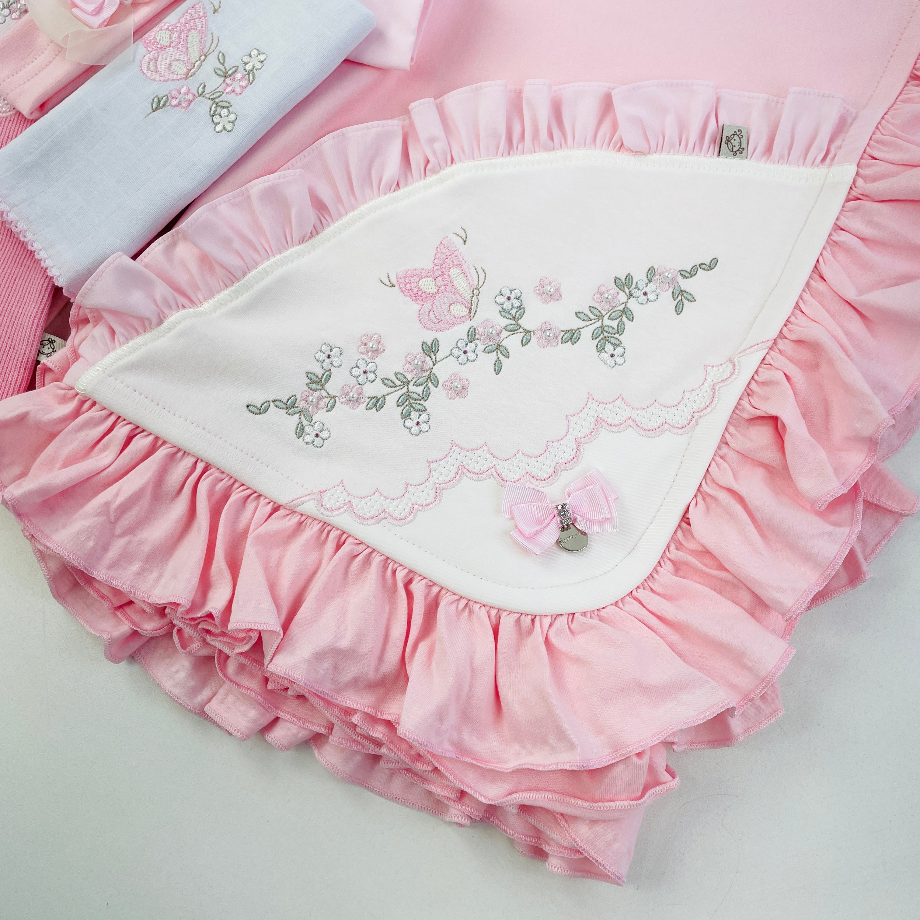 Saída De Maternidade Pipoquinhas Baby Menina Tricotil Borboletas 5 Peças