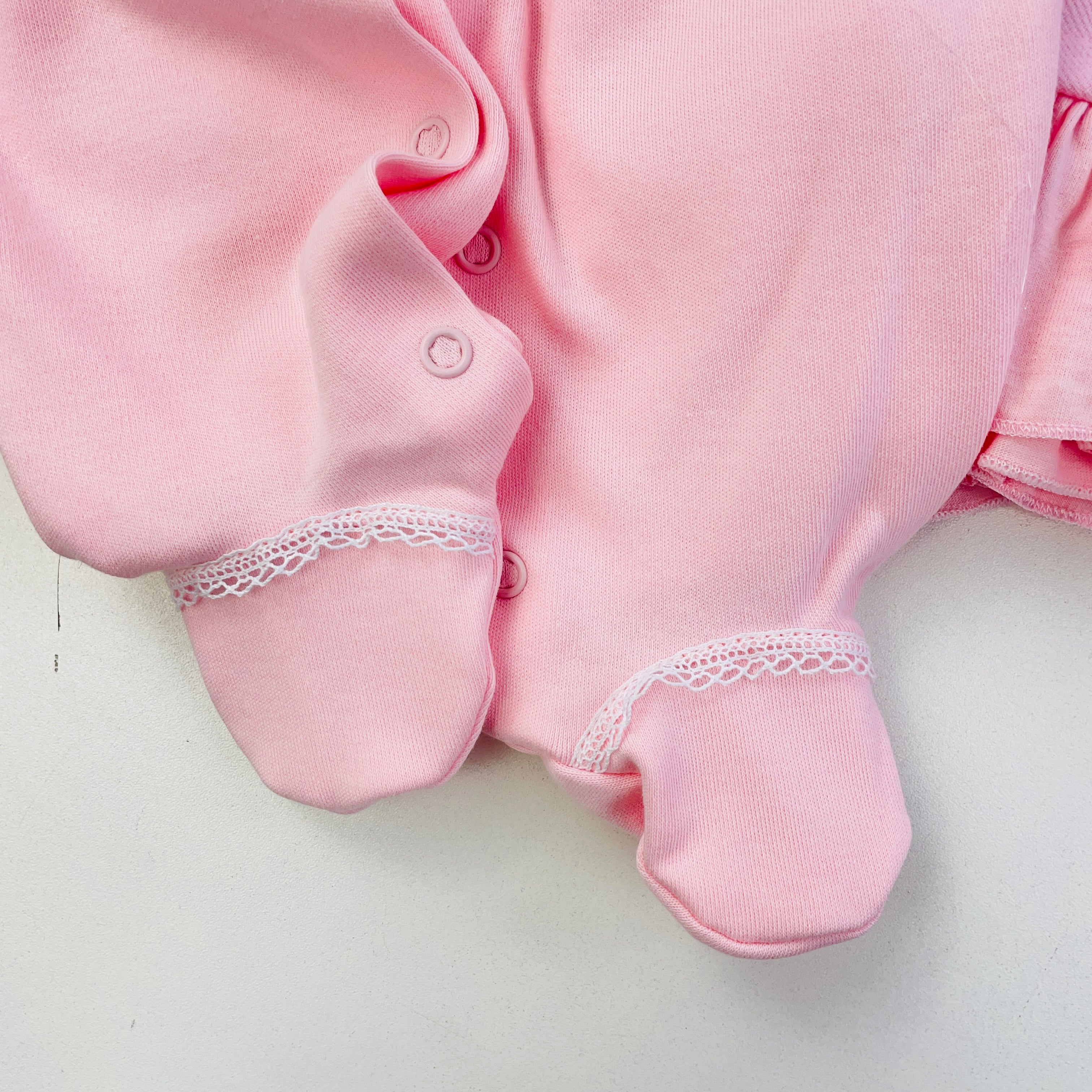 Saída De Maternidade Pipoquinhas Baby Menina Suedine Ursa Tulipas 4 Peças