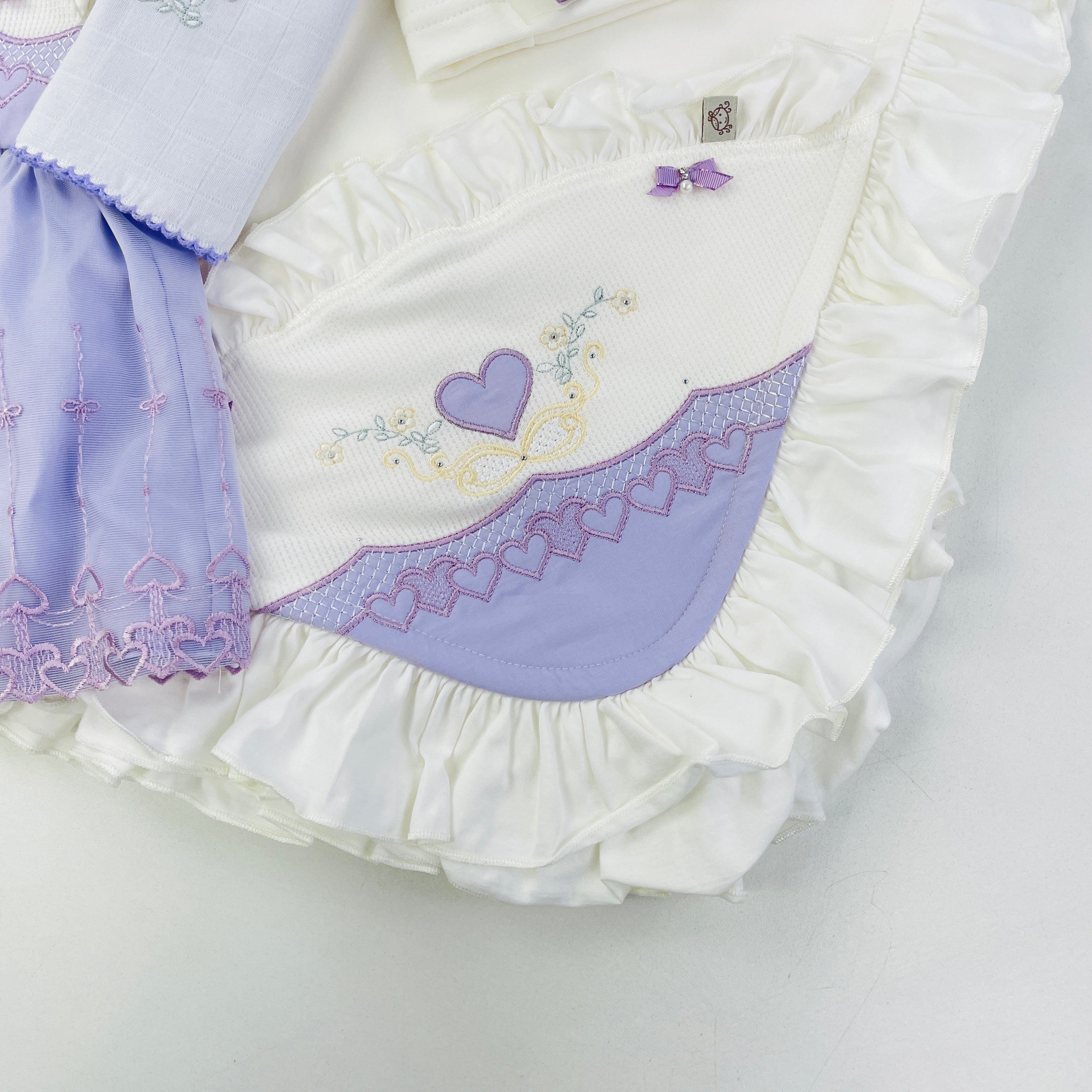 Saída De Maternidade Pipoquinhas Baby Menina Vestido Tule Coração 5 Peças