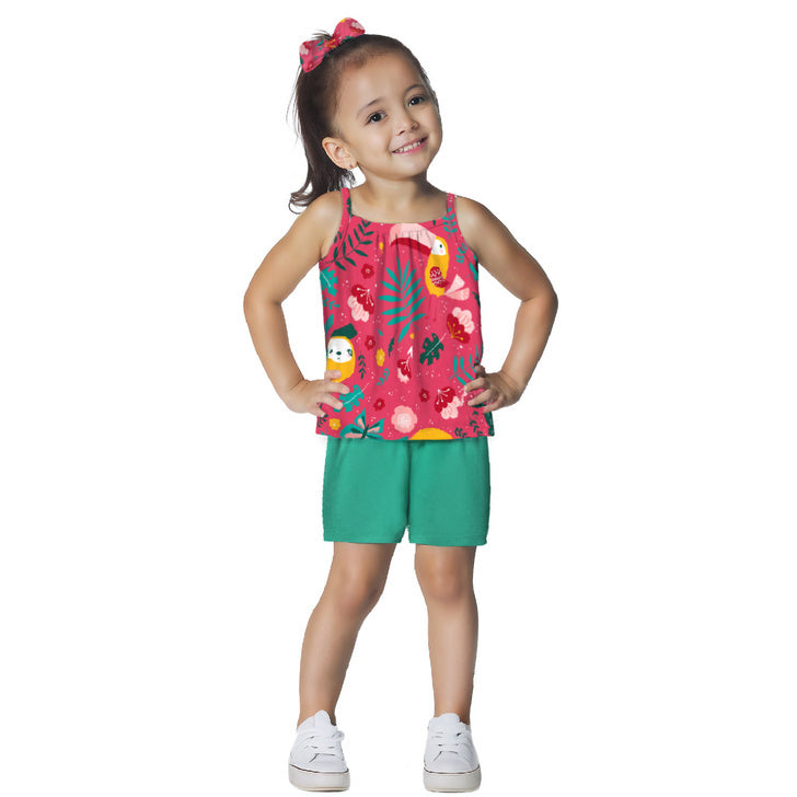 Conjunto Kyly Infantil Menina Florido Short e Regata Verão