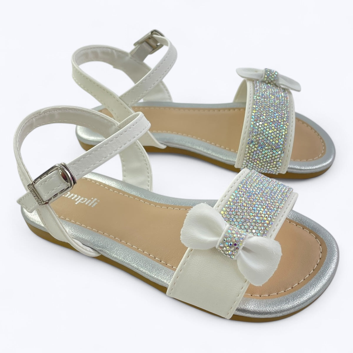 Sandália Infantil Feminina Pampili Mili Com Laço Strass