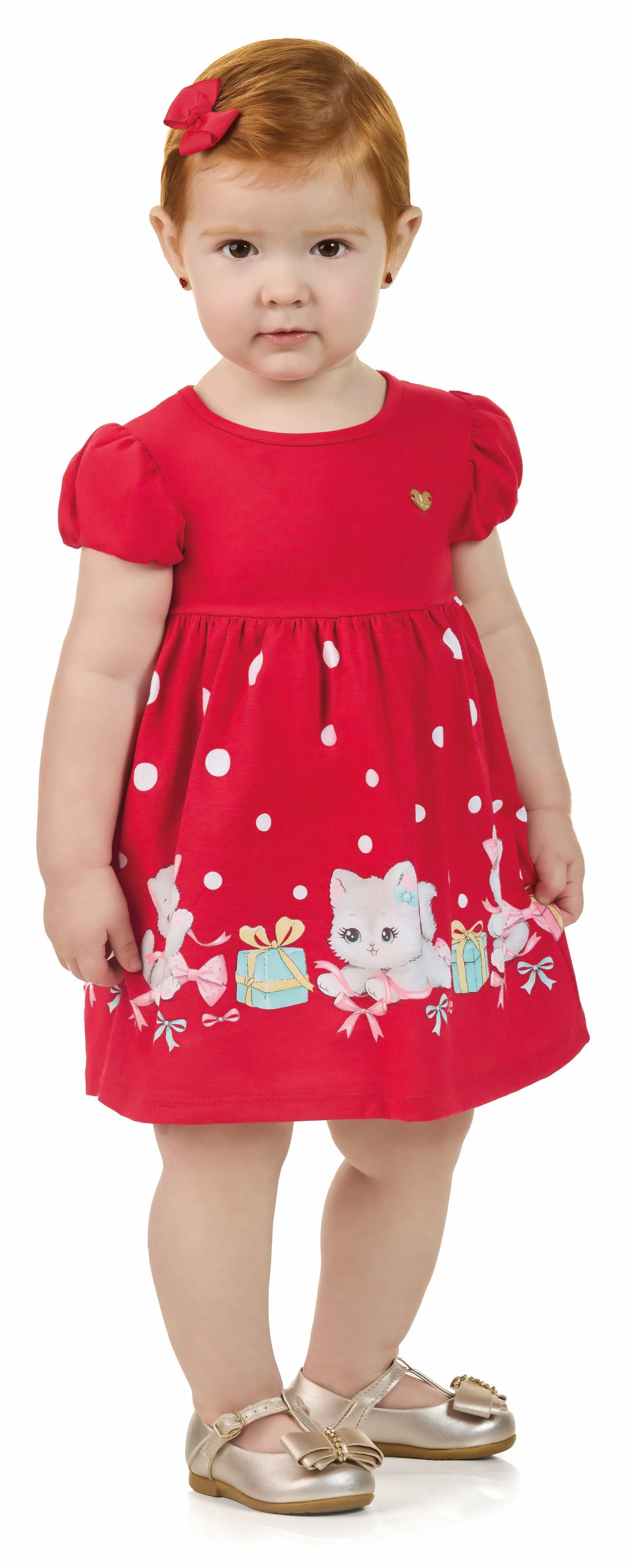Vestido Infantil Kaiani Gatinhas e Presentes– conforto e fofura para o dia a dia
