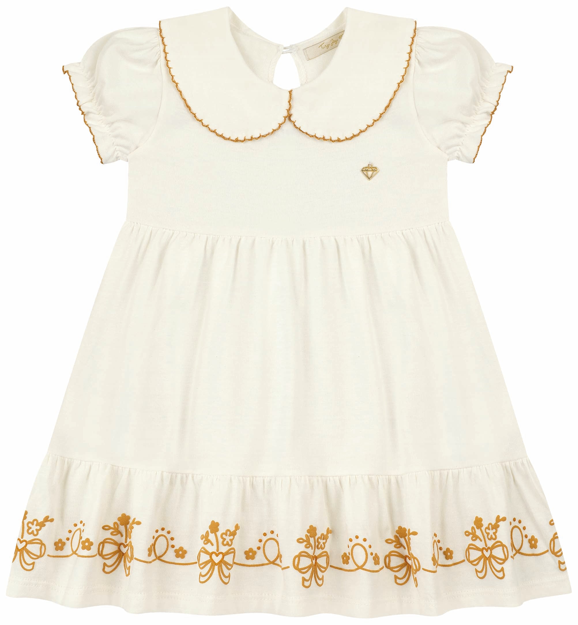 Vestido Infantil Tiny Joy Lacinhos com Gola – Delicado, Confortável e Charmoso