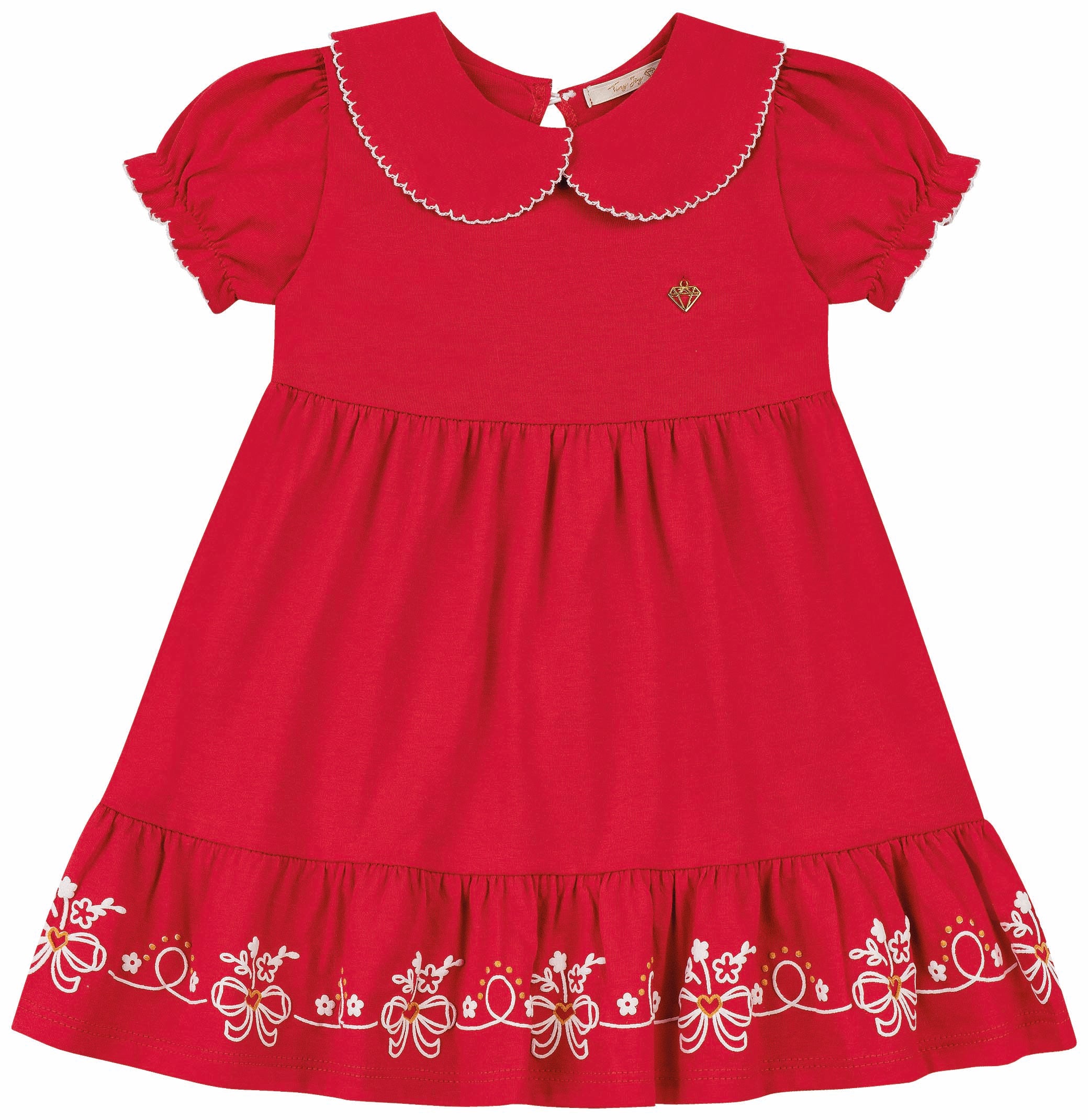 Vestido Infantil Tiny Joy Lacinhos com Gola – Delicado, Confortável e Charmoso