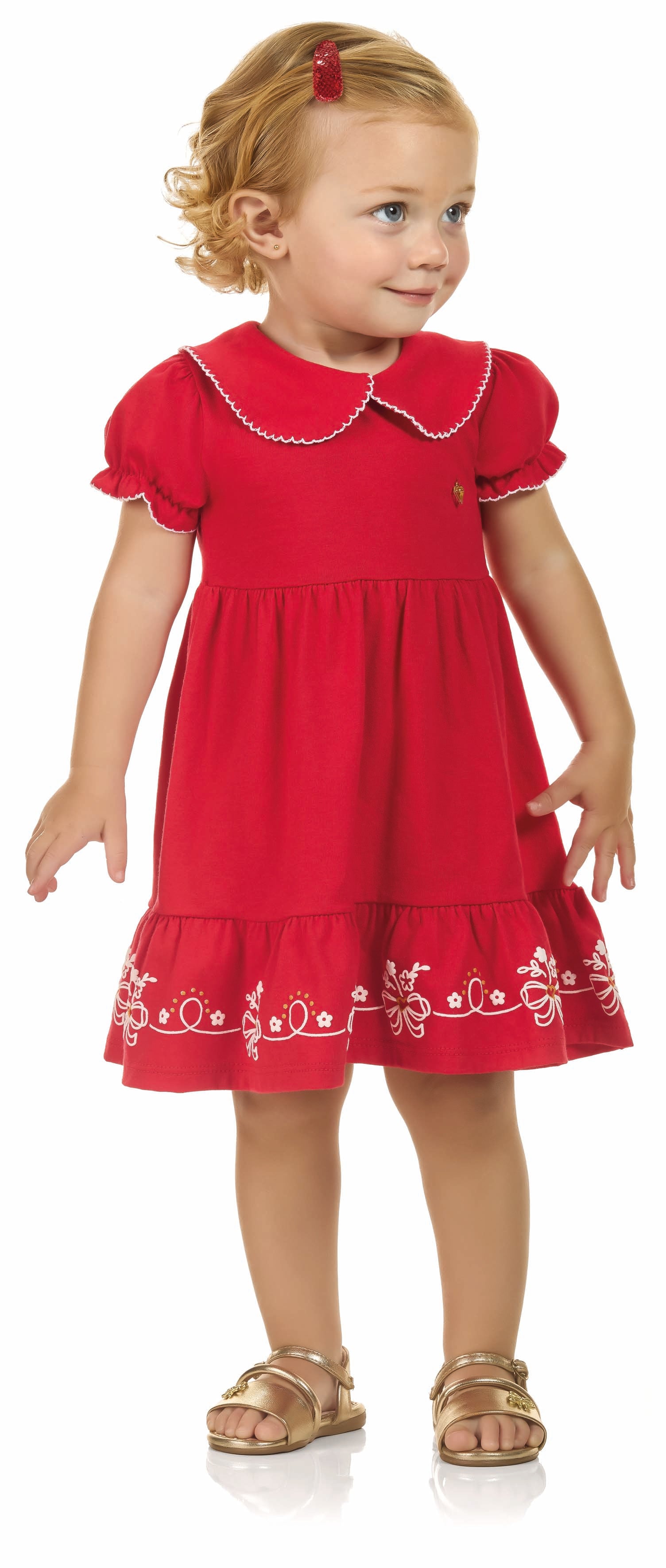 Vestido Infantil Tiny Joy Lacinhos com Gola – Delicado, Confortável e Charmoso