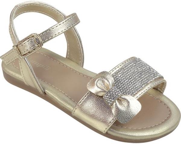 Sandália Infantil Feminina Pampili Mili Com Laço Strass