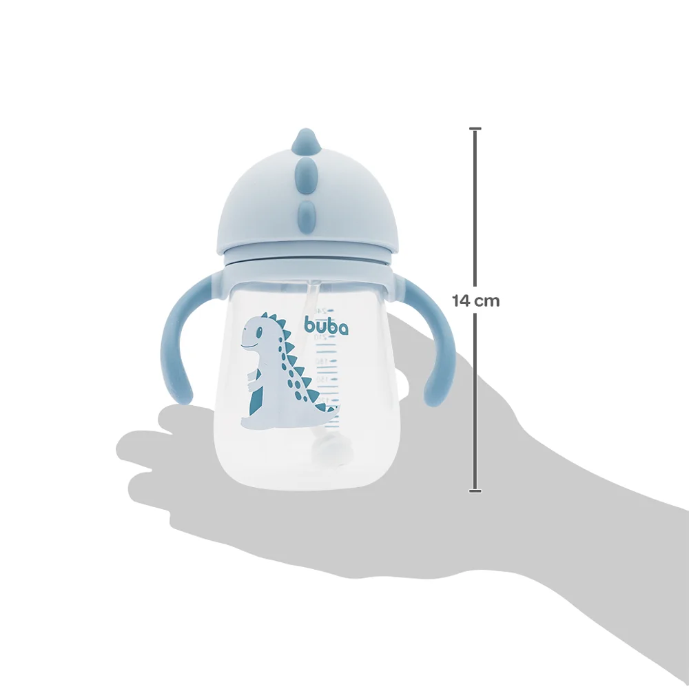 Copo com Alça Removível Dino Rosa – Buba | 240 ml | BPA Free