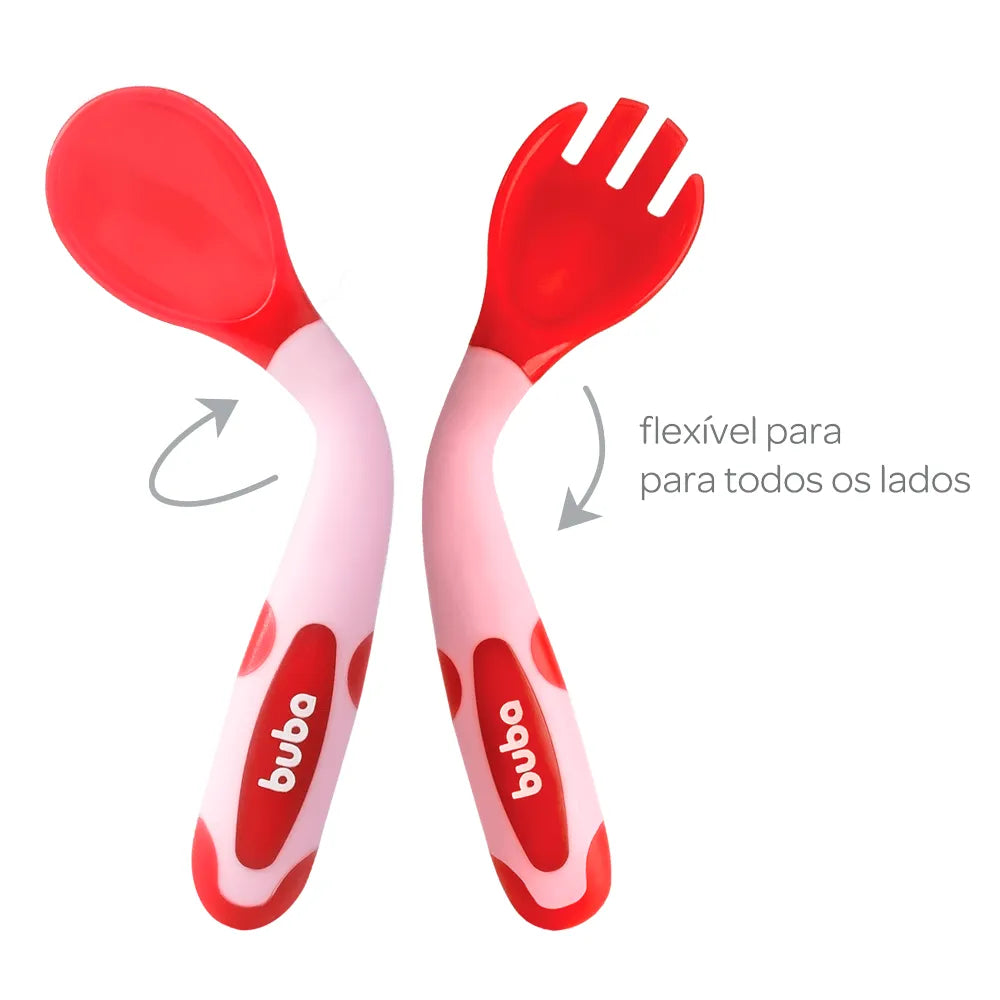 Kit Talheres Buba Baby Termossensível e Flexível Garfo e Colher +6 Meses