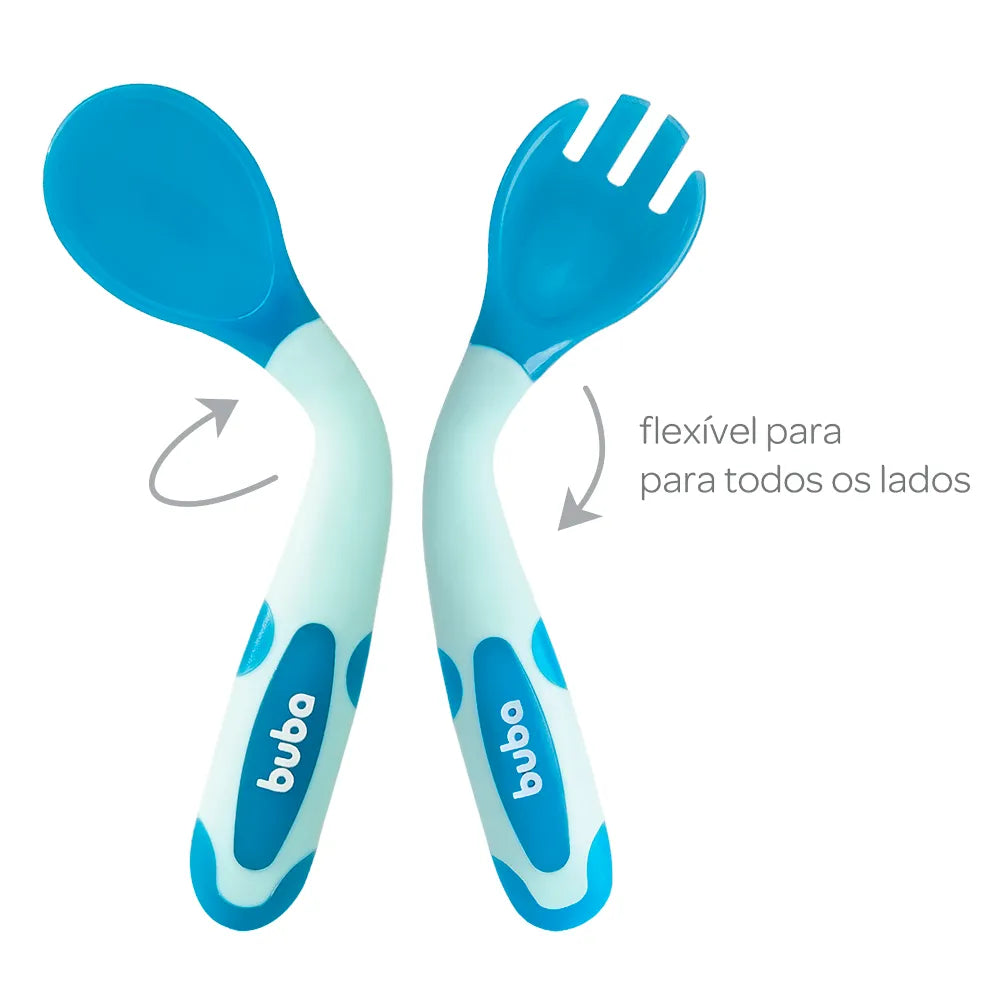 Kit Talheres Buba Baby Termossensível e Flexível Garfo e Colher +6 Meses