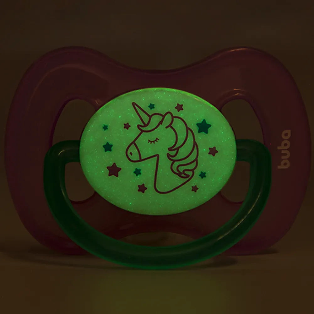 Chupeta Buba Comfort Noturna Unicórnio Brilha no Escuro Bico Simétrico