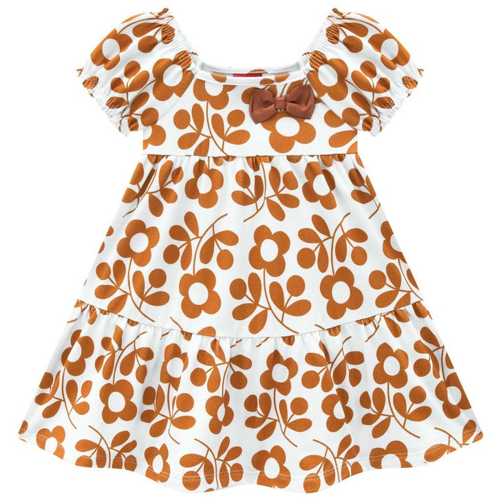 Vestido Infantil Kyly Flores e Lacinho