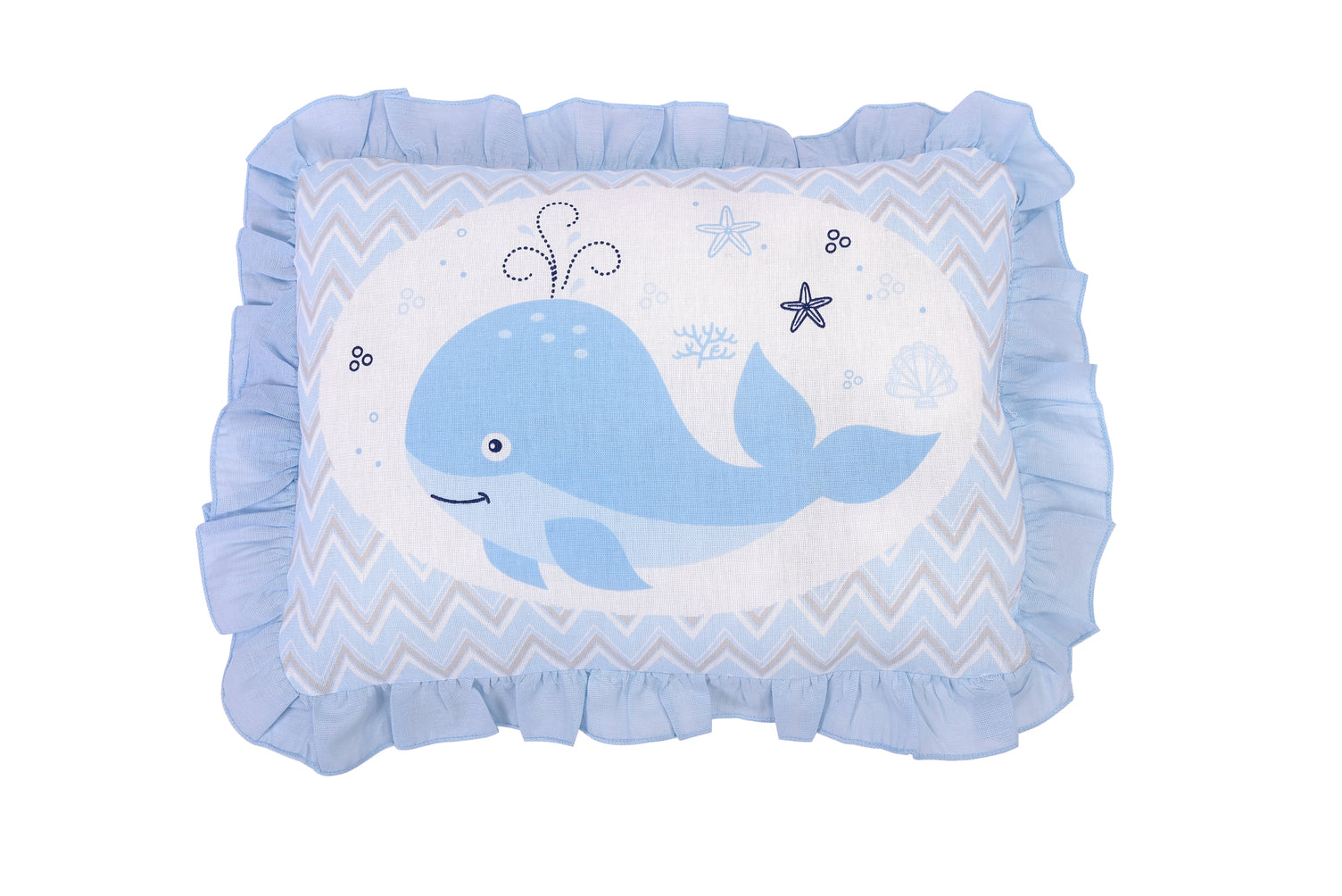 Travesseiro Dengo Estampado com Babados Enxoval 28x35cm