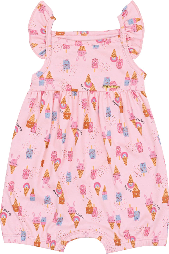 Macacão Infantil Feminino Kiko Baby Curto Sorvetes e Picolés – Conforto e Estilo para o Verão