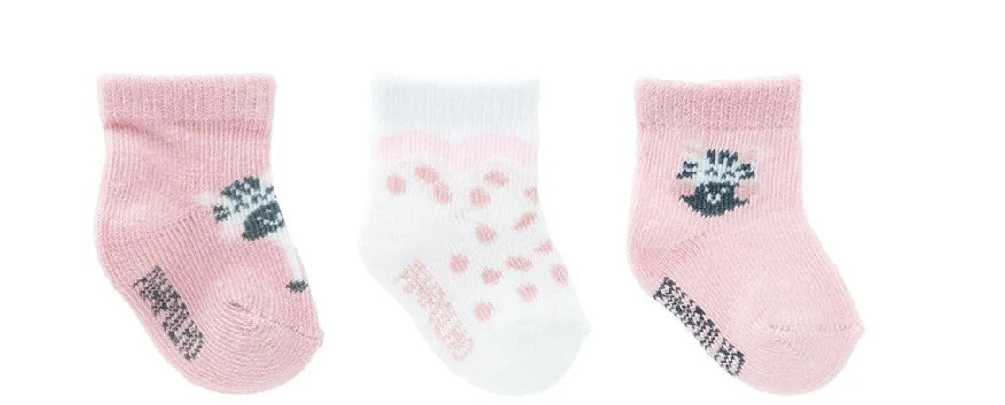 Kit Meia Bebê Feminina Pimpolho Zero Recém-Nascido Algodão Com 3 Pares