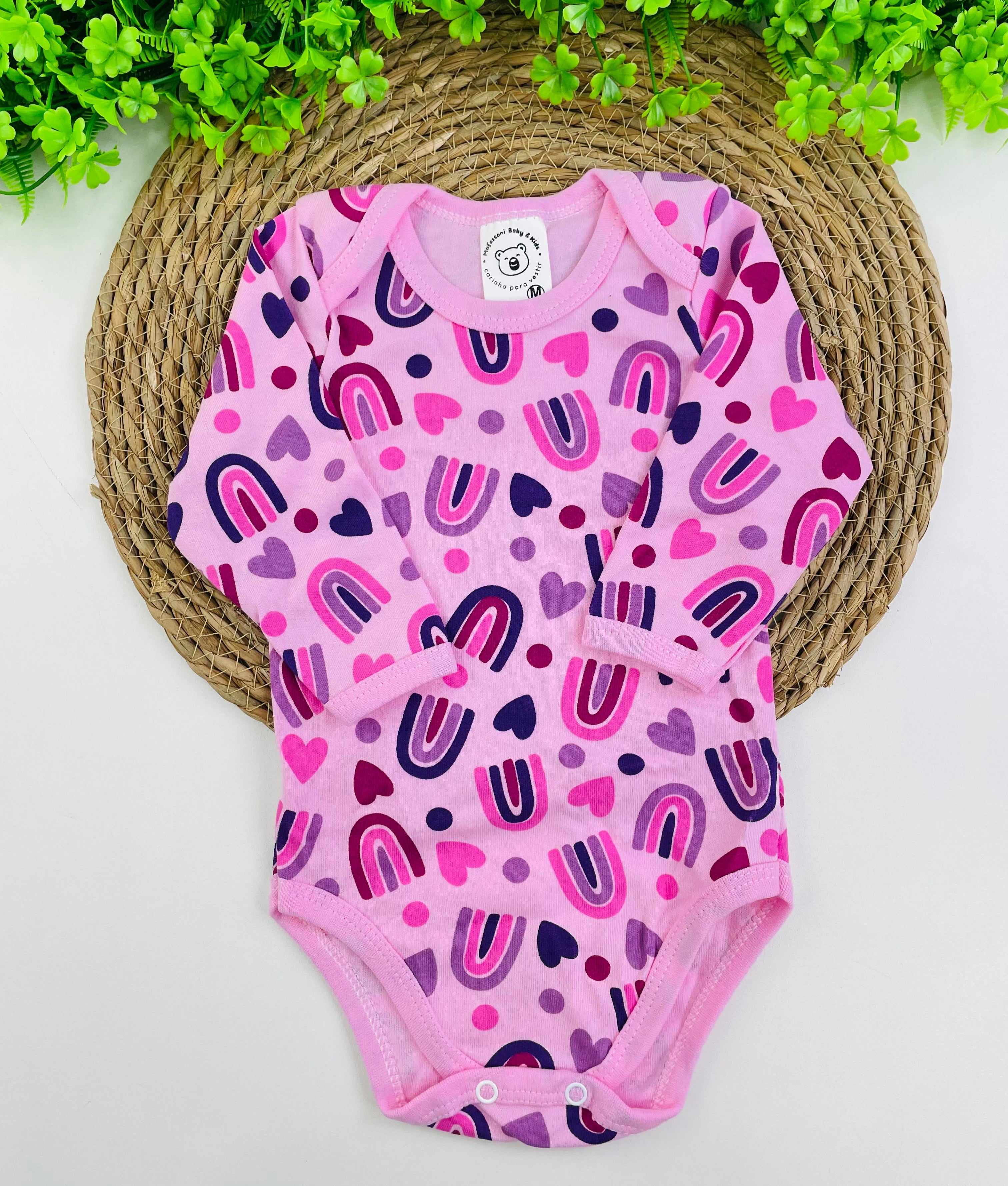 Body Manga Longa Mafessoni Arco Íris