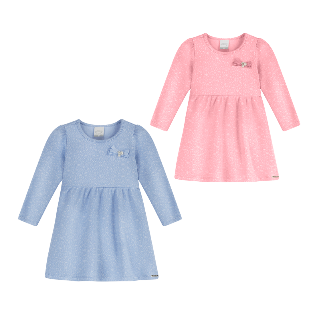 Vestido Infantil Feminino Alakazoo Manga Longa em Malha Laise