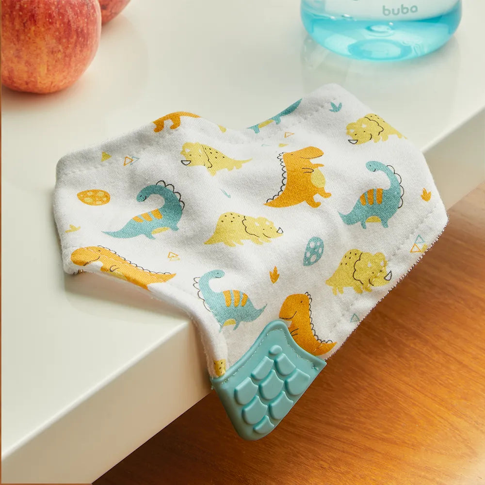 Babador Bandana Infantil Buba Estampado com Mordedor e Velcro +4 Meses