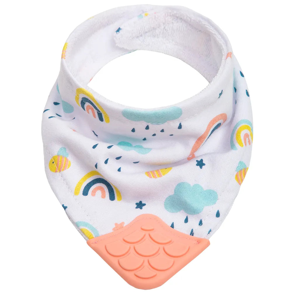Babador Bandana Infantil Buba Estampado com Mordedor e Velcro +4 Meses