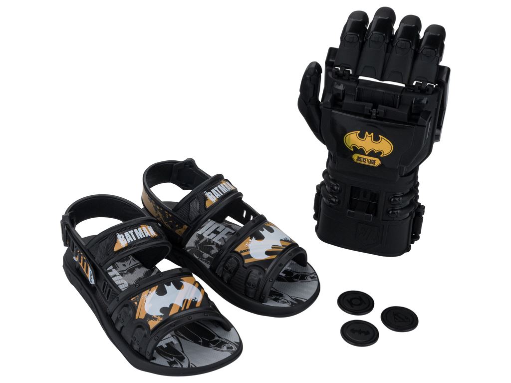 Sandália Papete Infantil Masculino Grendene Kids Liga da Justiça Batman Super Herói Com Luva
