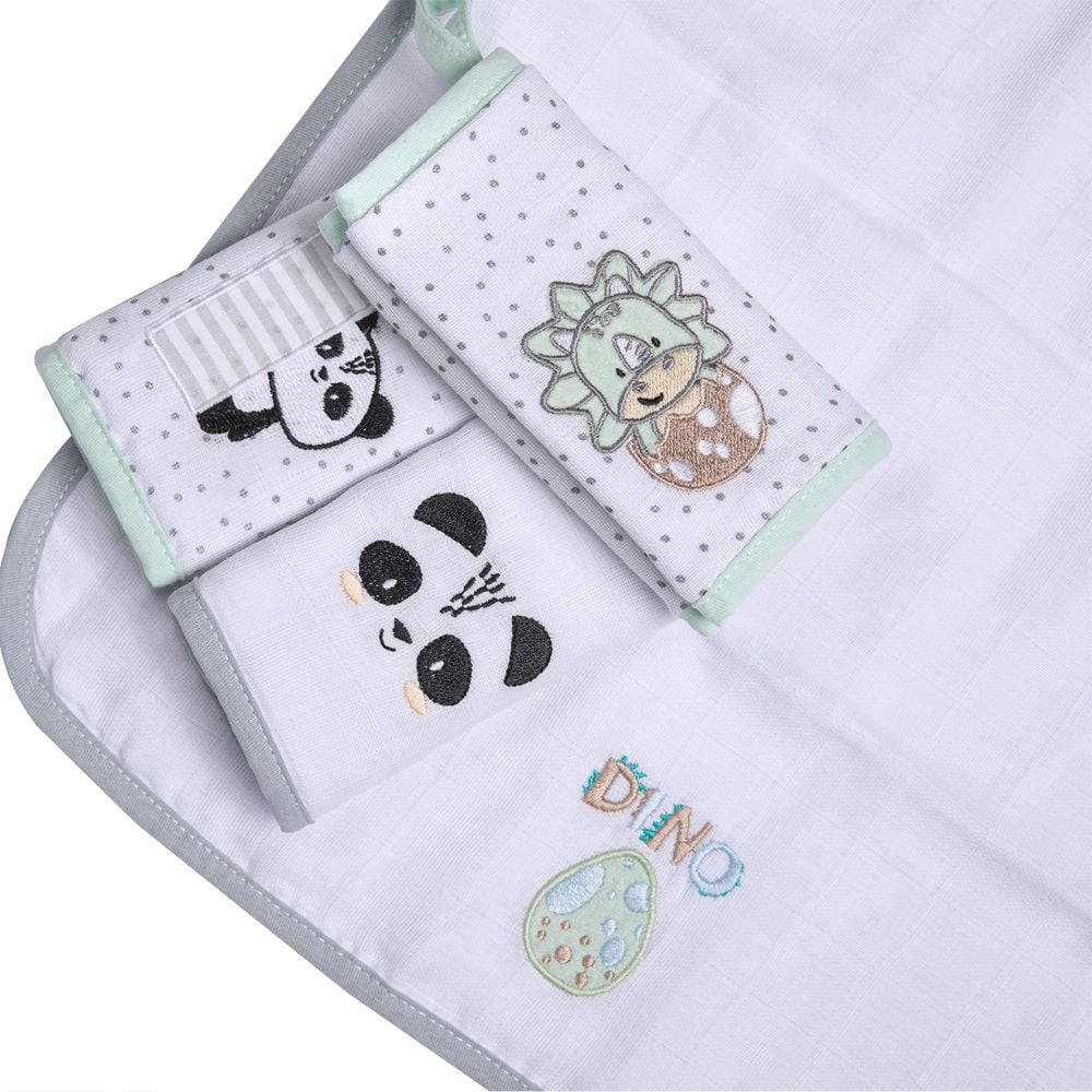 Paninho De Boca Papi Friends Panda E Dino 4  Peças  38X36CM