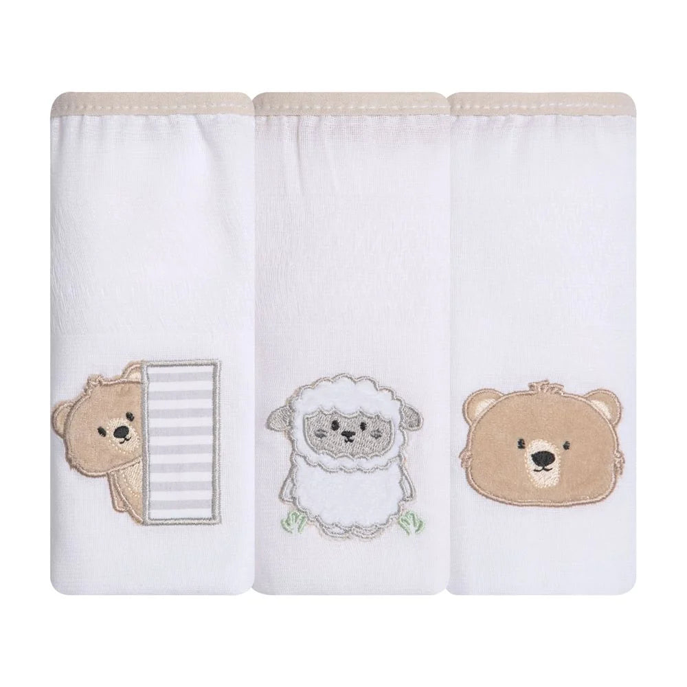 Babete Gifts Papi Friends Urso E ovelha 3 Peças 40X40CM
