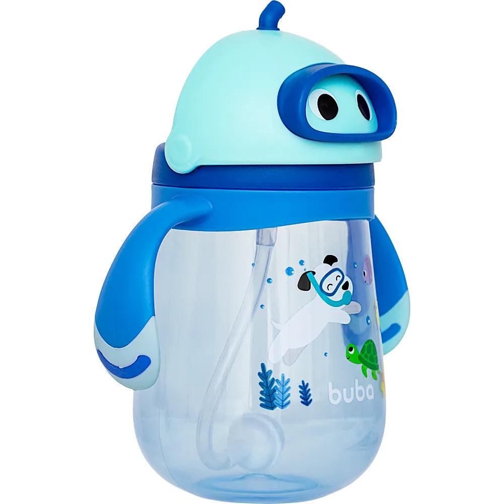 Copo Infantil Buba Mergulho 300 ml com Canudo de Silicone e Alça +12 Meses