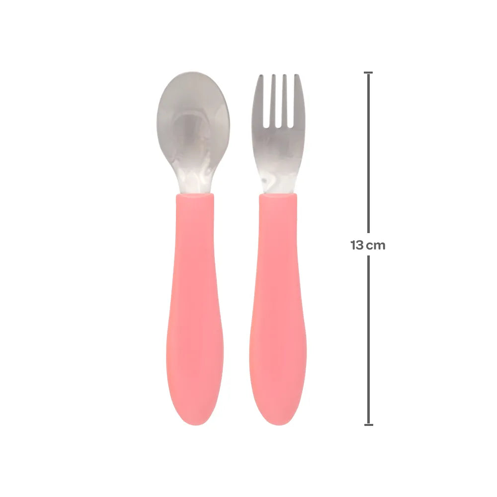 Kit Talheres Infantil Buba Zoo Inox Garfo e Colher com Apoio Higiênico +6 Meses 2 peças