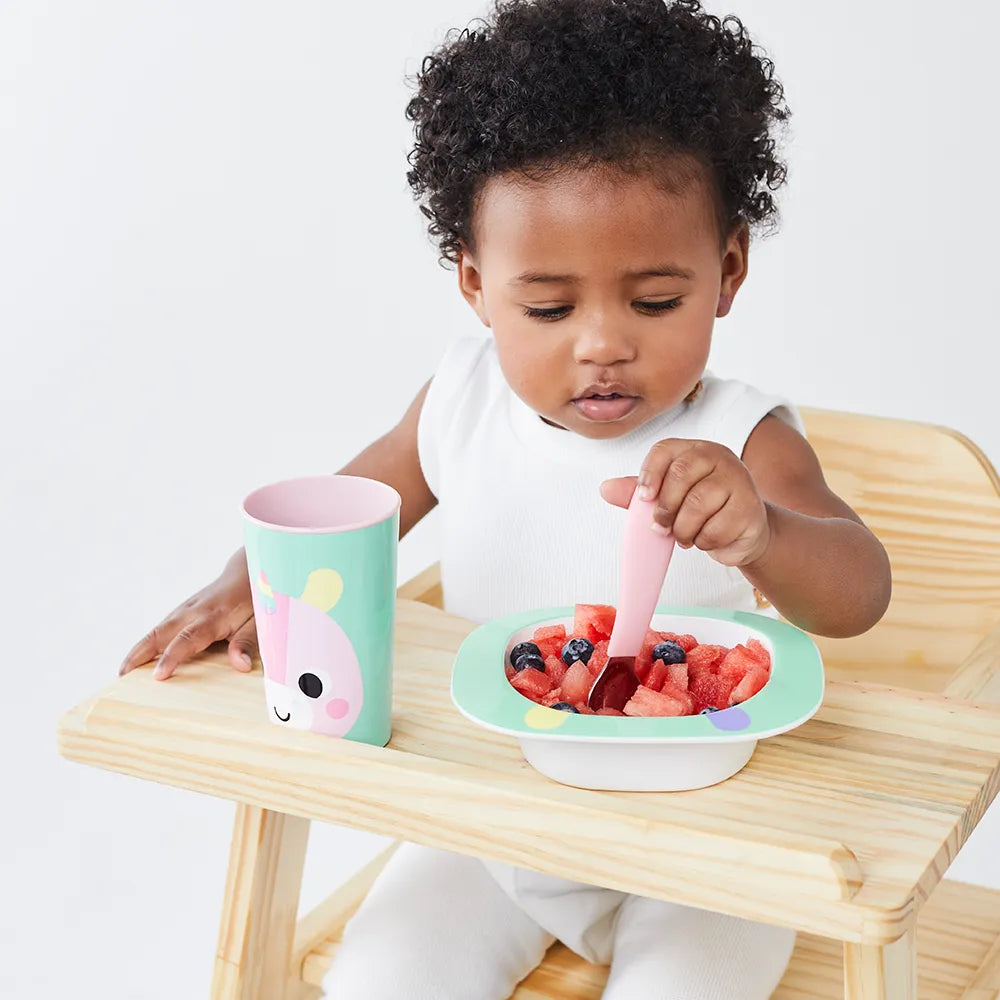 Kit Talheres Infantil Buba Zoo Inox Garfo e Colher com Apoio Higiênico +6 Meses 2 peças