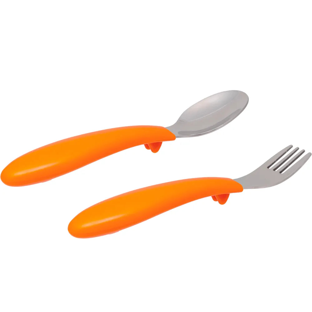 Kit Talheres Infantil Buba Zoo Inox Garfo e Colher com Apoio Higiênico +6 Meses 2 peças