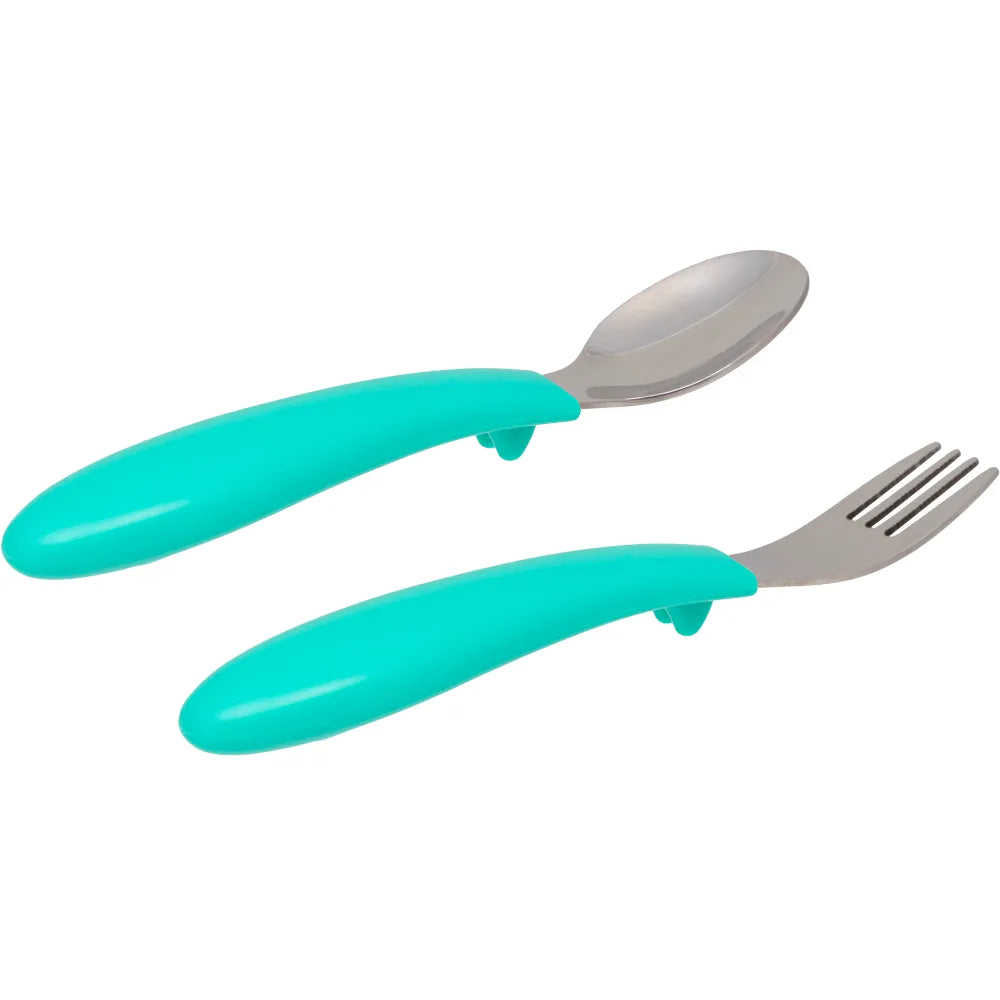 Kit Talheres Infantil Buba Zoo Inox Garfo e Colher com Apoio Higiênico +6 Meses 2 peças