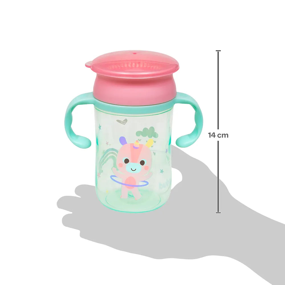 Copo de Treinamento 360 Buba Zoo 300 ml Antivazamento com Alça +12 Meses