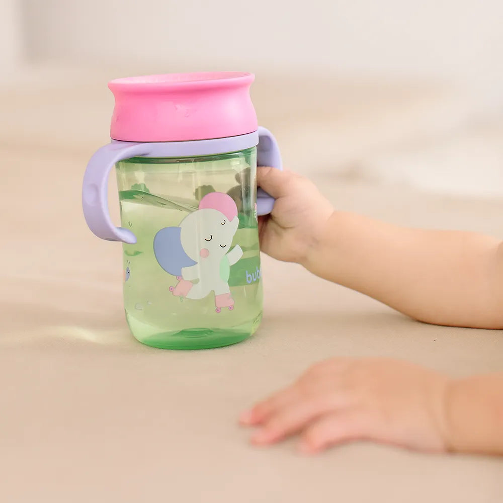Copo de Treinamento 360 Buba Zoo 300 ml Antivazamento com Alça +12 Meses