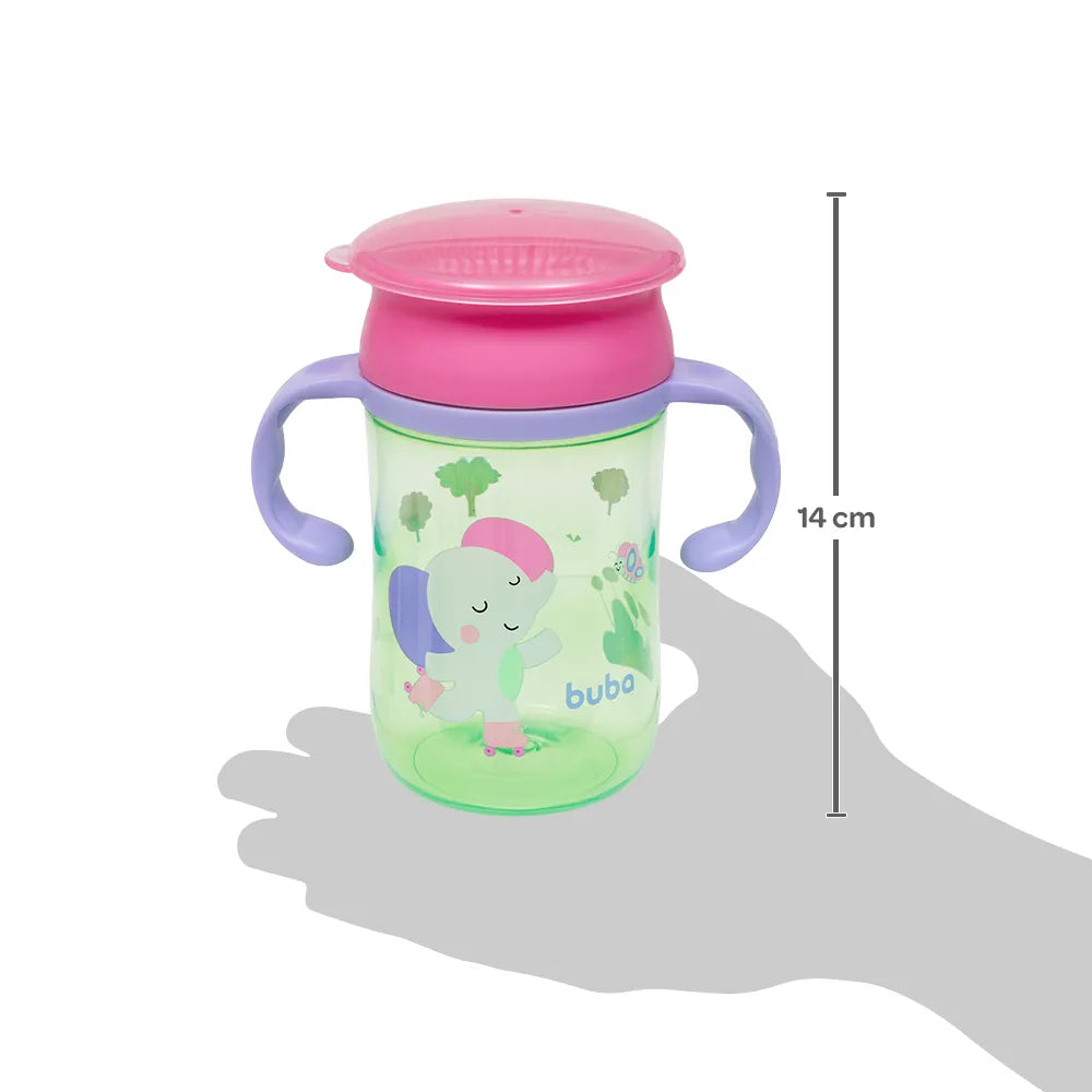 Copo de Treinamento 360 Buba Zoo 300 ml Antivazamento com Alça +12 Meses
