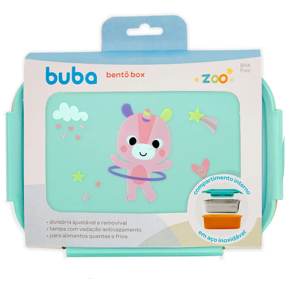 Pote Bentô Box Buba Zoo 600 ml em Aço Inox com Divisória