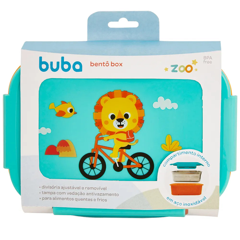 Pote Bentô Box Buba Zoo 600 ml em Aço Inox com Divisória
