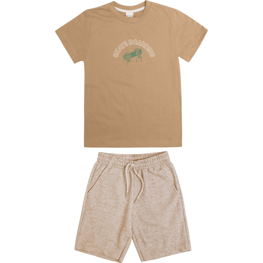Conjunto Infantil Masculino Have Fun Skate Boarding Camiseta e Bermuda Moletom Eco