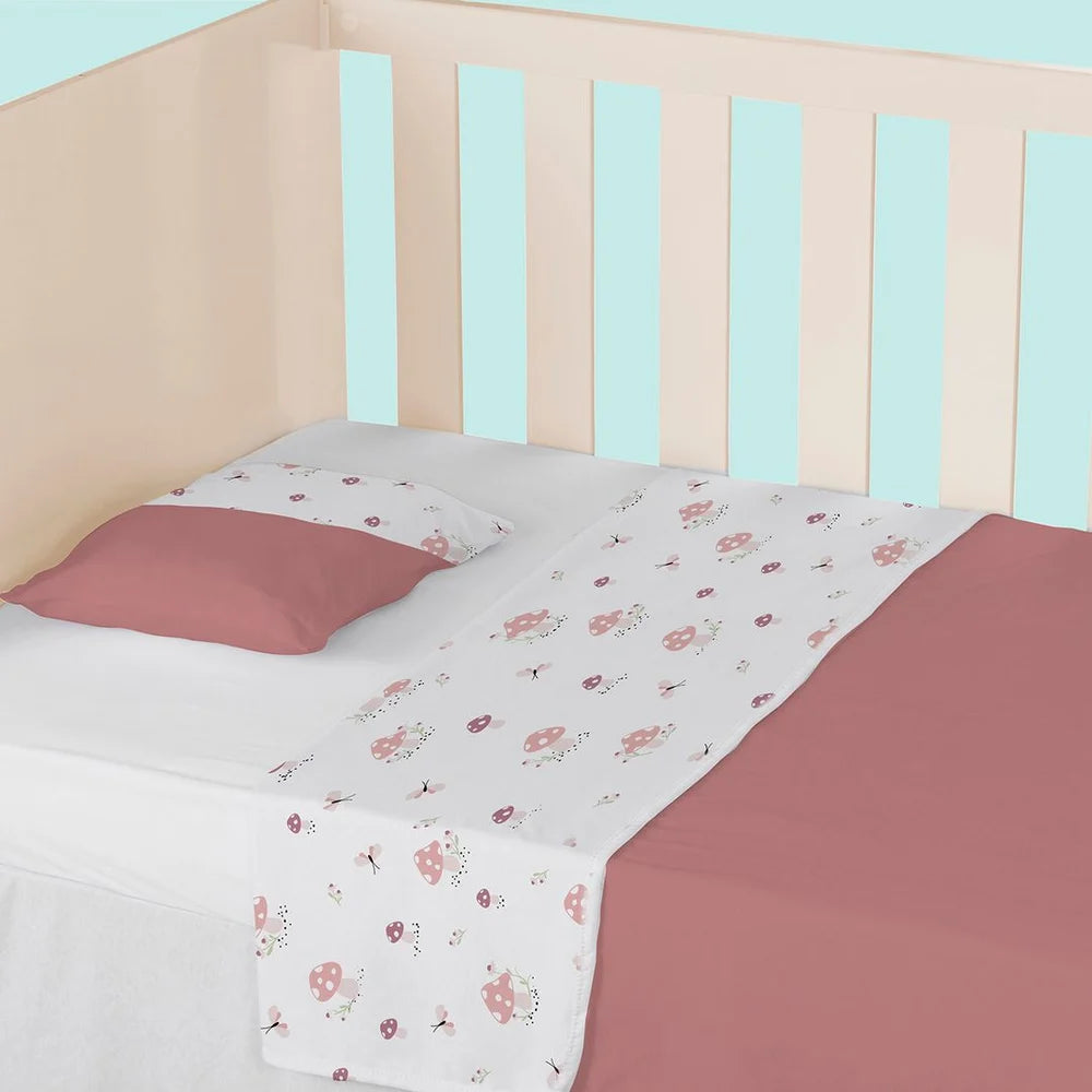 Kit de Enxoval 4 pçs Encanto Cogumelo - Cama e Banho Superior