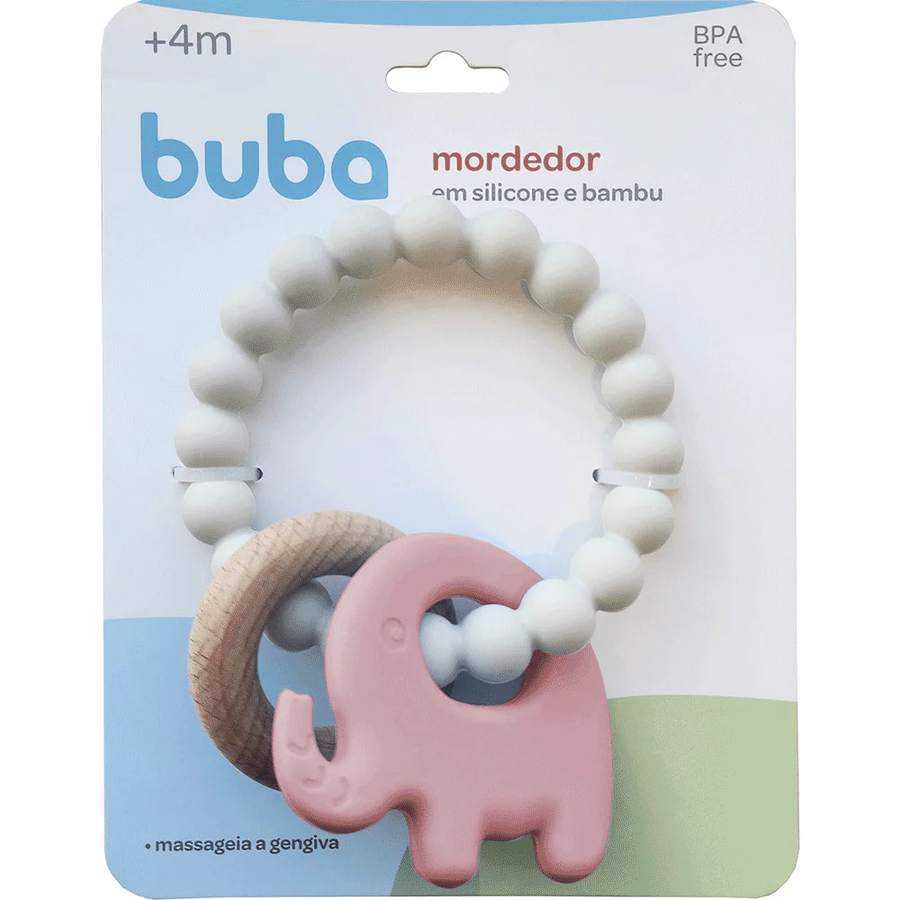 Mordedor Buba Elefante Em Silicone e Bambu +4M