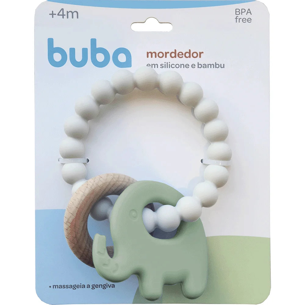Mordedor Buba Elefante Em Silicone e Bambu +4M