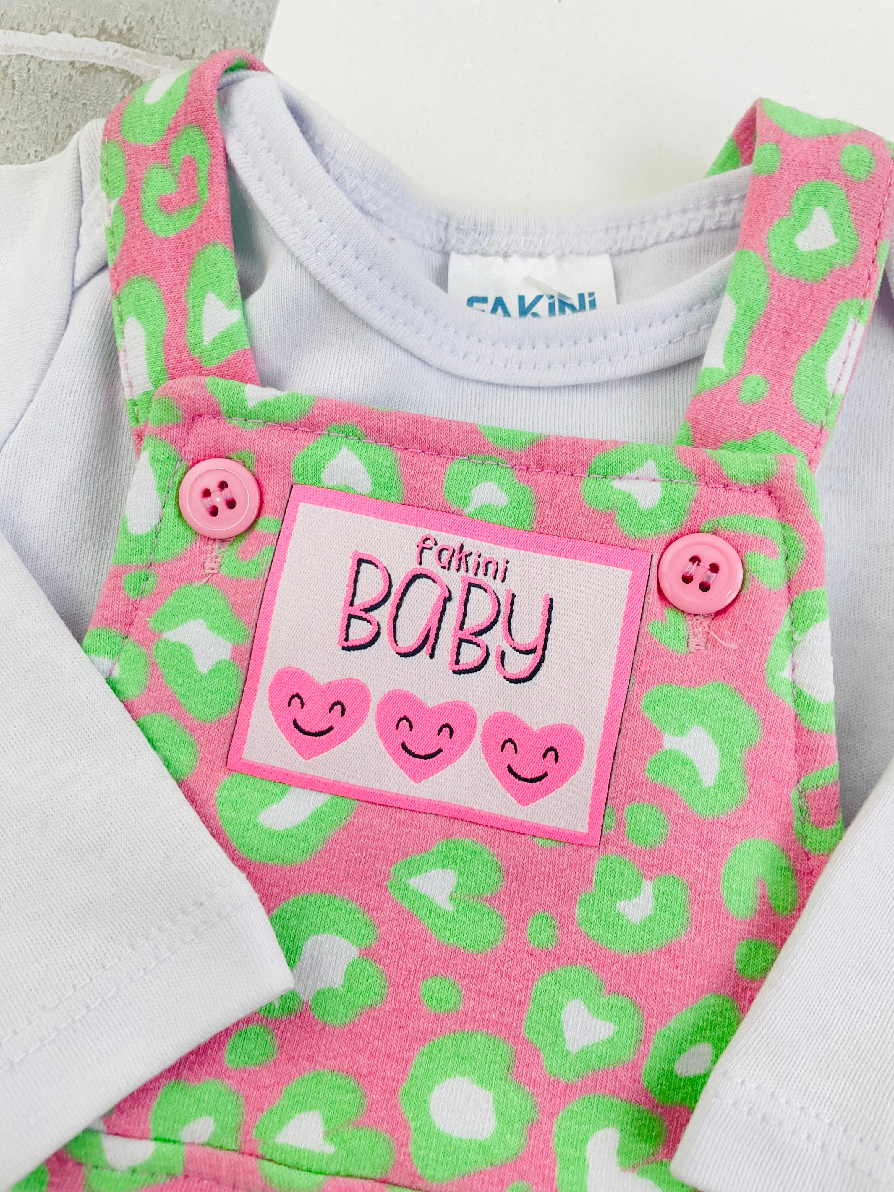 Conjunto Body Manga Longa E Salopete Fakini Baby