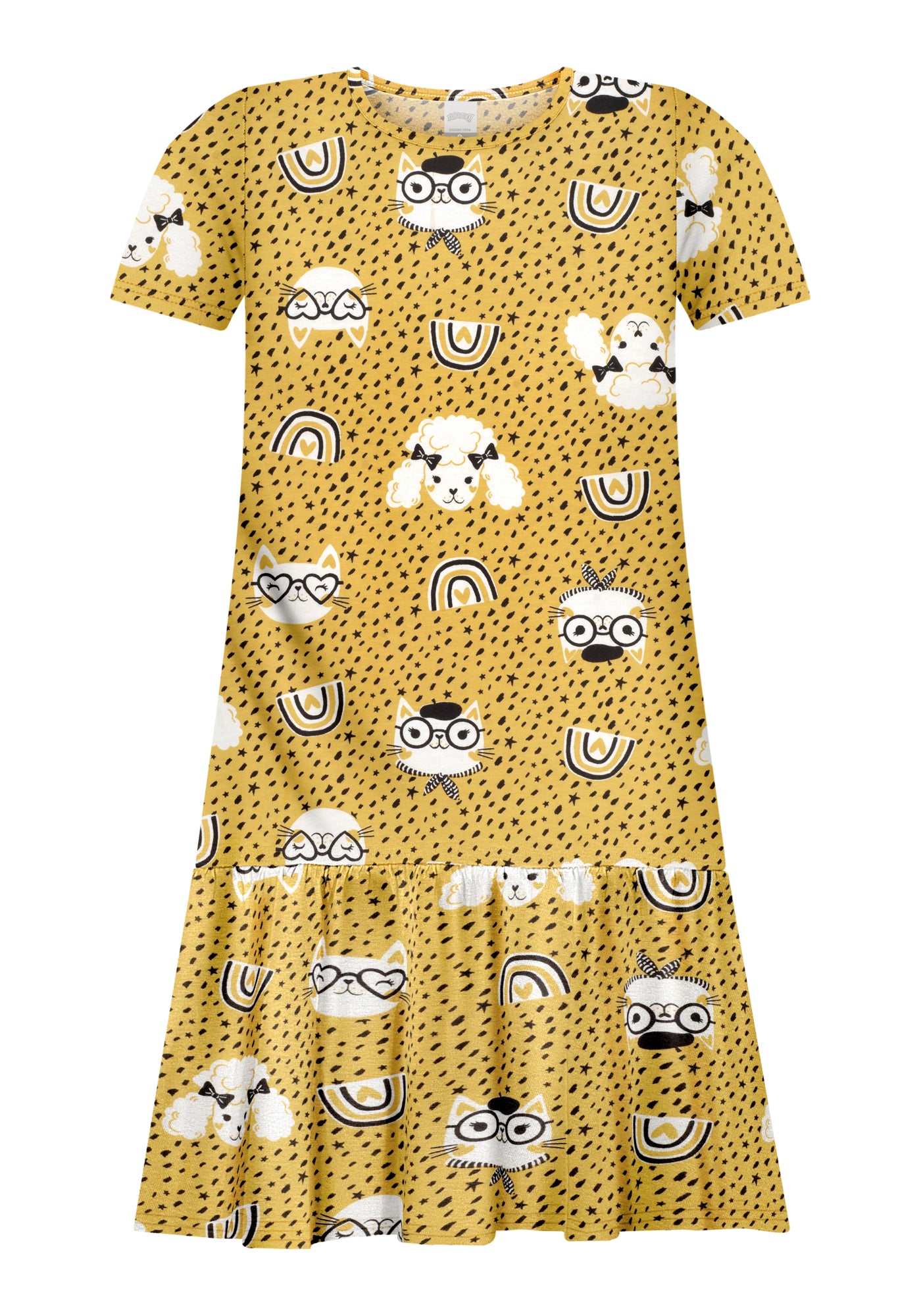 Vestido Alakazoo Infanil Menina Gatinha e Cachorrinha Verão