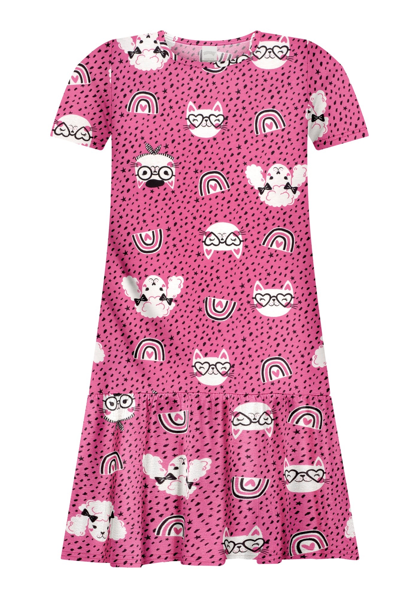 Vestido Alakazoo Infanil Menina Gatinha e Cachorrinha Verão