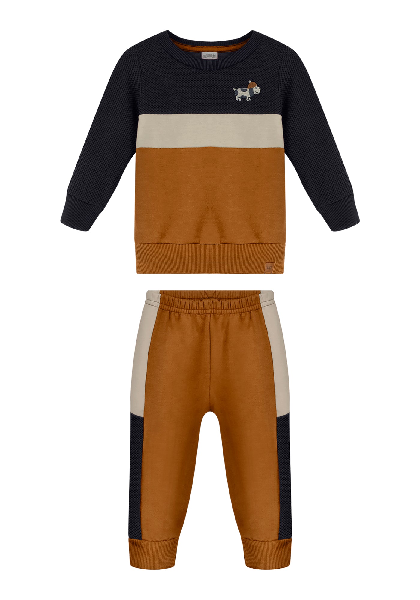 Conjunto Infantil Masculino Alakazoo Cachorrinho Manga Longa em Malha Soft e Moletom