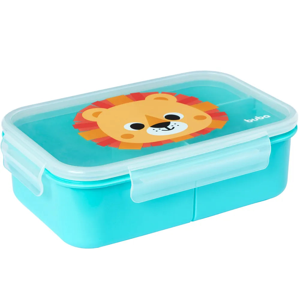 Marmita Lunchbox Buba Zoo Leão 1000 ml com Divisórias e Fechamento Hermético