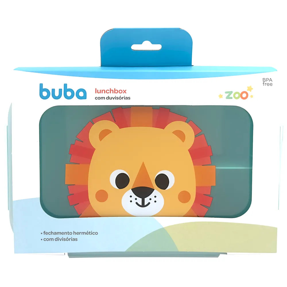 Marmita Lunchbox Buba Zoo Leão 1000 ml com Divisórias e Fechamento Hermético