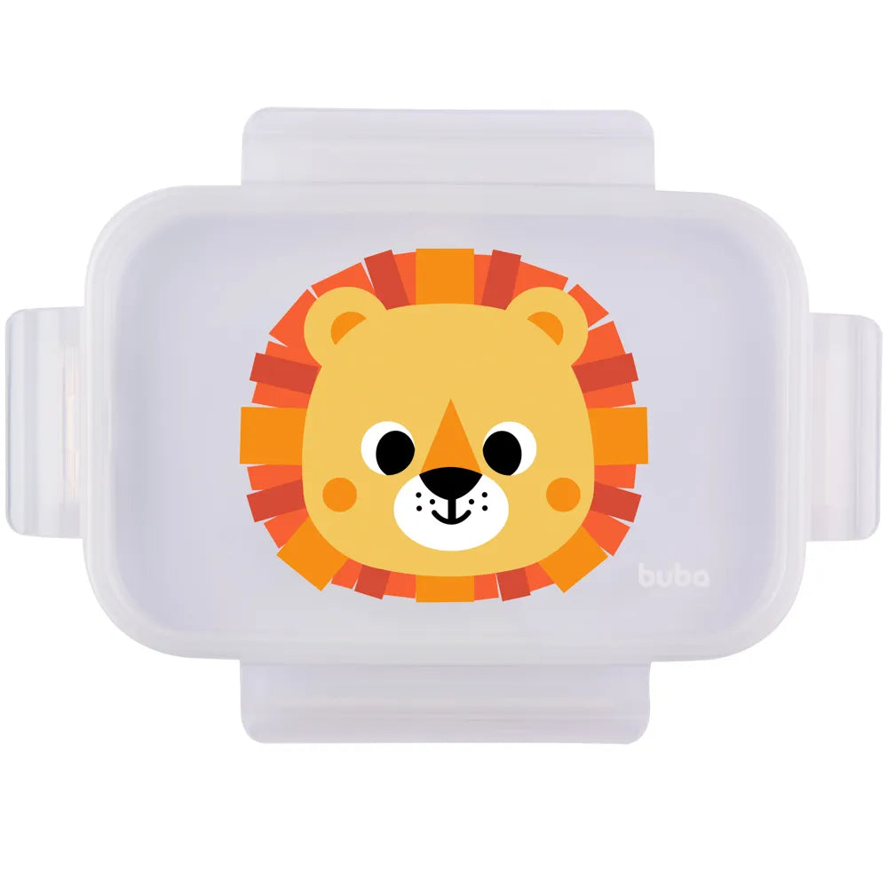 Marmita Lunchbox Buba Zoo Leão 1000 ml com Divisórias e Fechamento Hermético