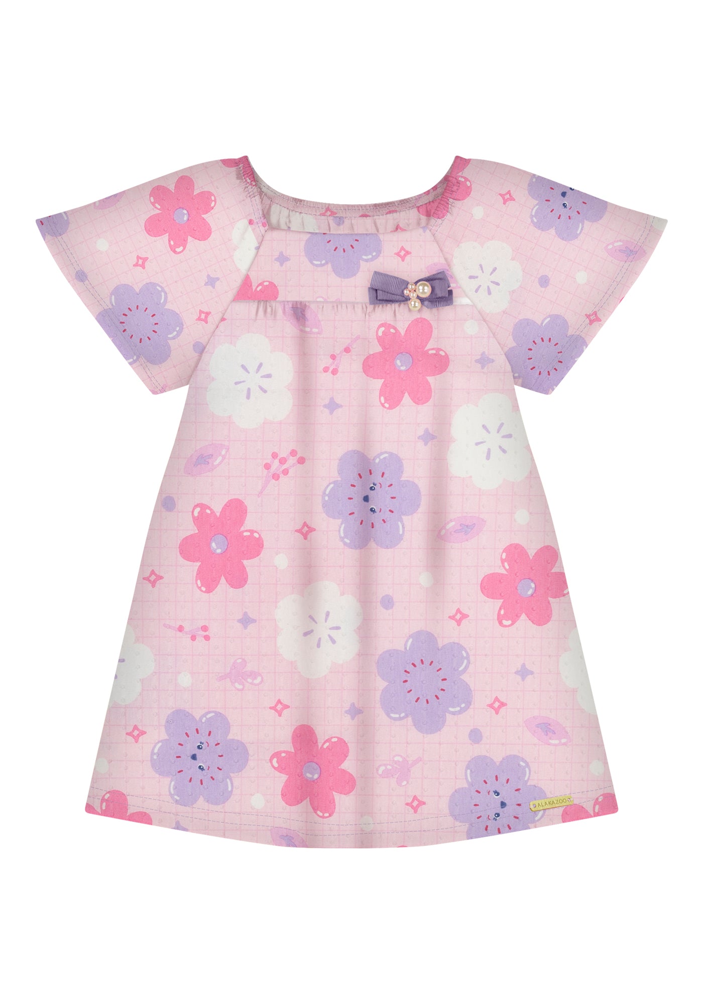 Vestido Infantil Alakazoo Flores Malha Nikko Casual