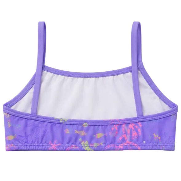 Conjunto Biquíni Infantil Feminino Kamylus Tchibum Fundo do Mar Estampado Proteção UV 50+ Dri-Fit